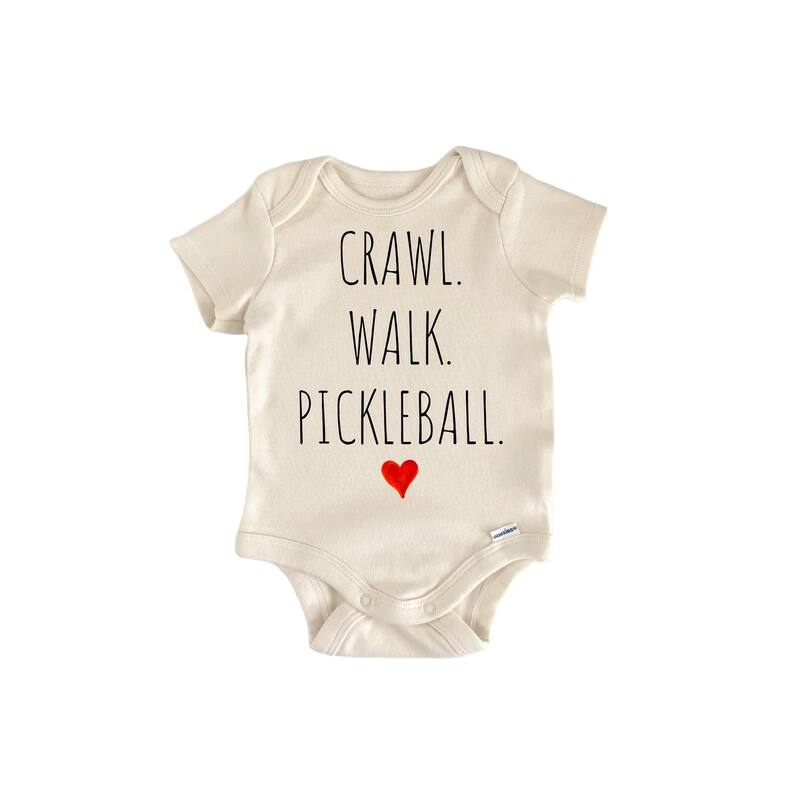 Crawl Walk Pickleball - Baby Boy Girl Clothes Bodysuit Funny Cute - White - 3-6M