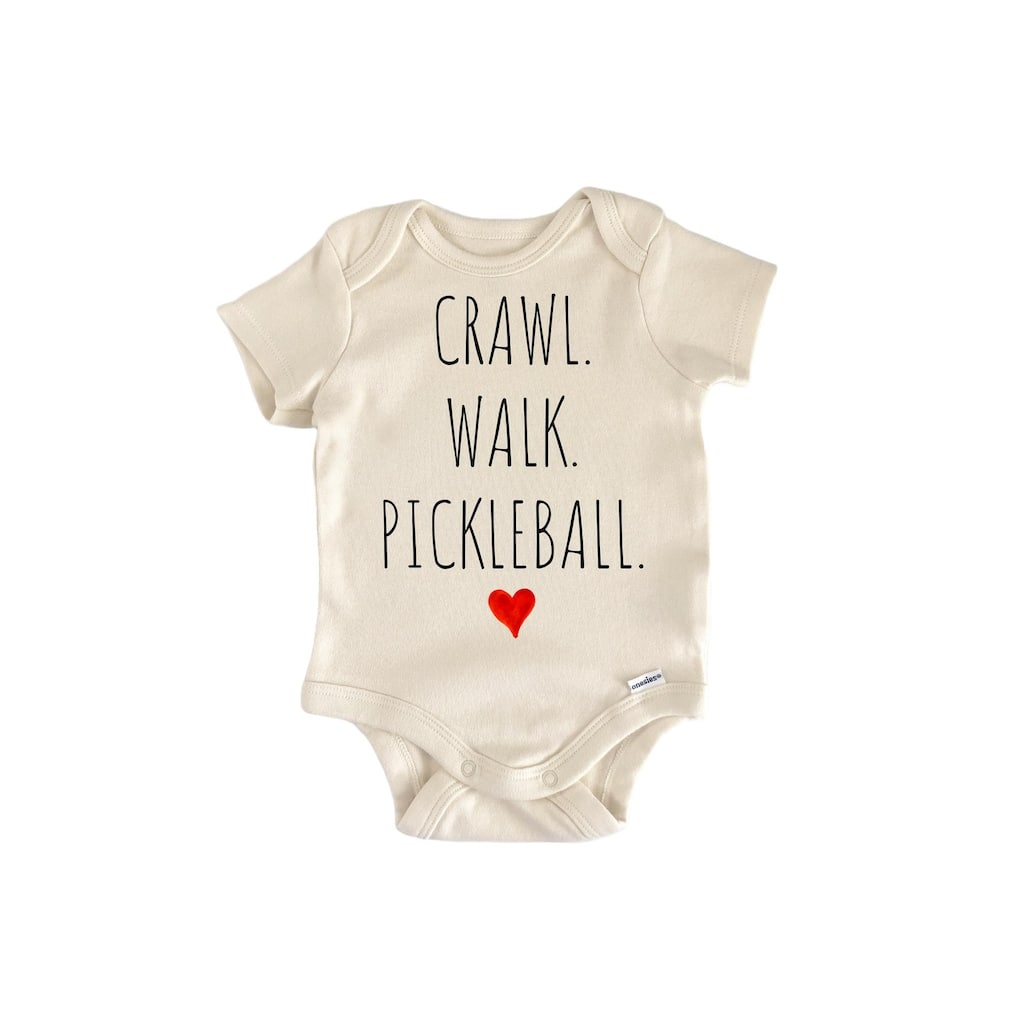 Crawl Walk Pickleball - Baby Boy Girl Clothes Bodysuit Funny Cute