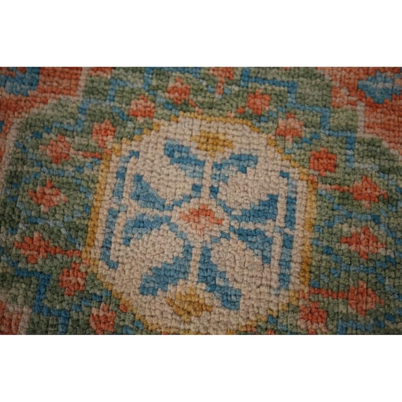 Blue Geometric Khotan Oriental Area Rug Handmade Wool Carpet - 8'9"x 11'11"