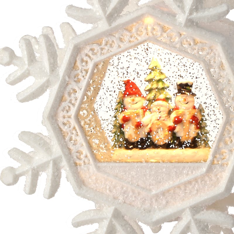 9.5"Led Battery Operated Timer Usb Snowflake Water Globe