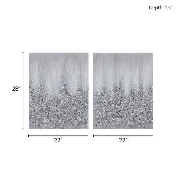 dimension image slide 2 of 3, Madison Park Glimmer Heavily Embellished 2-piece Canvas Wall Art Set (Set of 2)