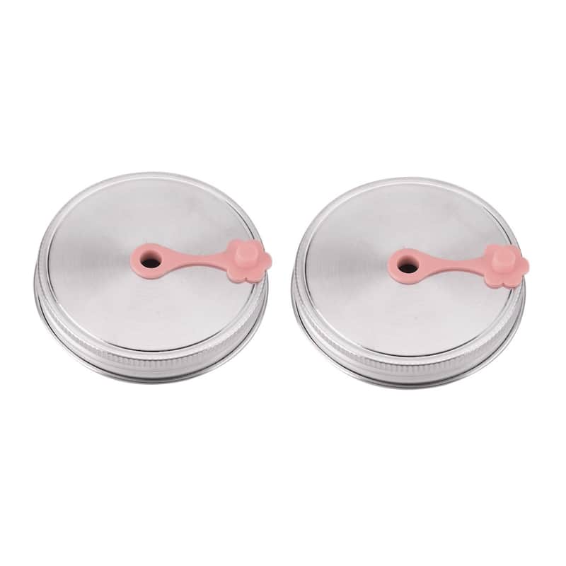 Home 2pcs Wide Mouth Jar Lids w Straw Hole for Mason Bottle Jar Caps