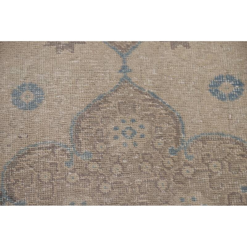 Hand Knotted Oriental 100% Wool Carpet Traditional Medallion Beige & Ivories Tabriz Area Rug - 12' 10'' X 9' 6''