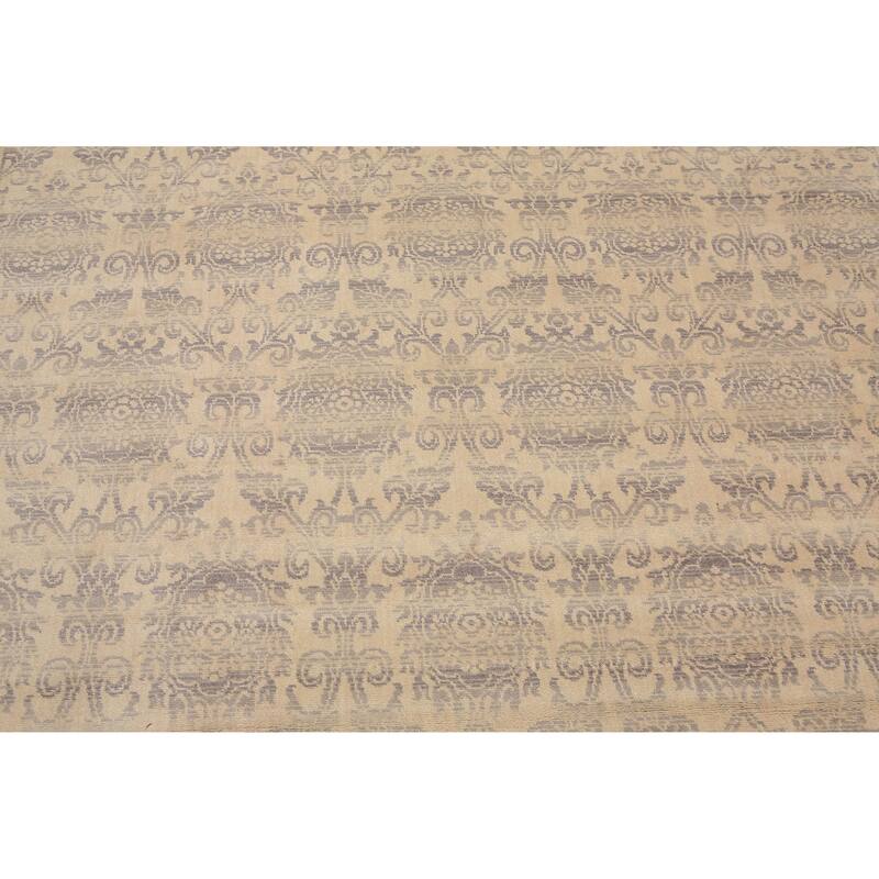 HandKnotted Damask Beige,Grey Oriental Area Rug Wool Transitional
