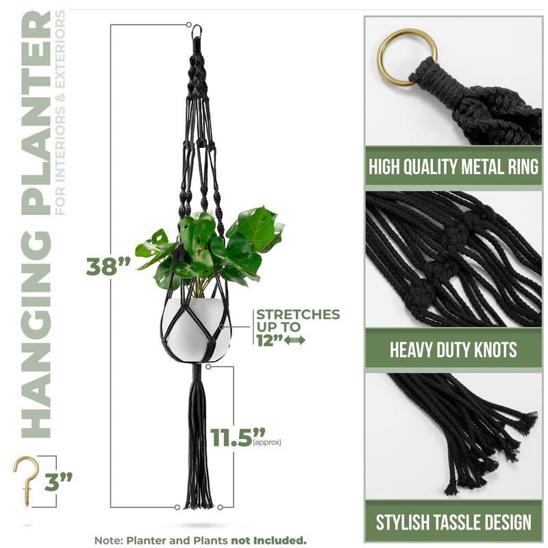 Macrame Plant Hanger (4, 6, 8 Pack) Hanging Plant Pots Cotton Rope