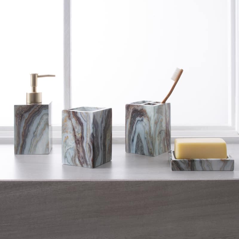 Elle Décor Square Soap Dispenser in Agate - 2.64" x 2.6" x 6.85"