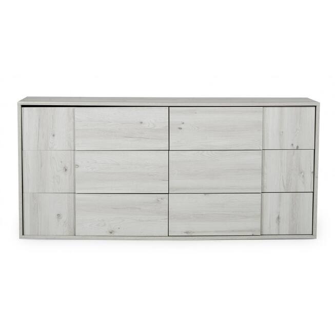 6 Drawer Modern White Washed Oak Dresser