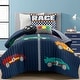 preview thumbnail 31 of 34, Lush Decor Racing Cars Reversible Oversized Quilt Set Navy - Twin