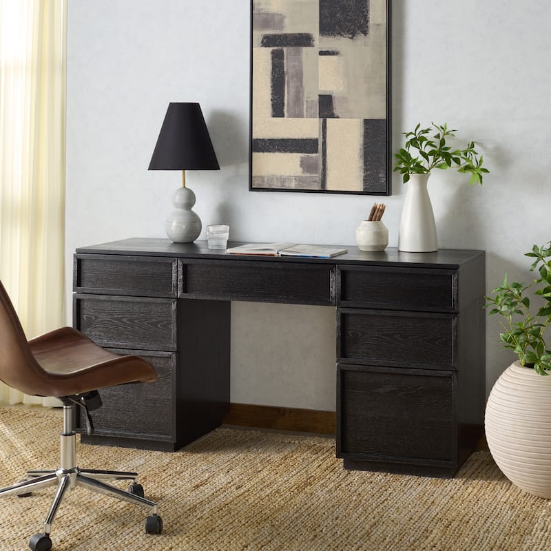 SAFAVIEH Couture Zeus 7-Drawer Storage Desk - Black