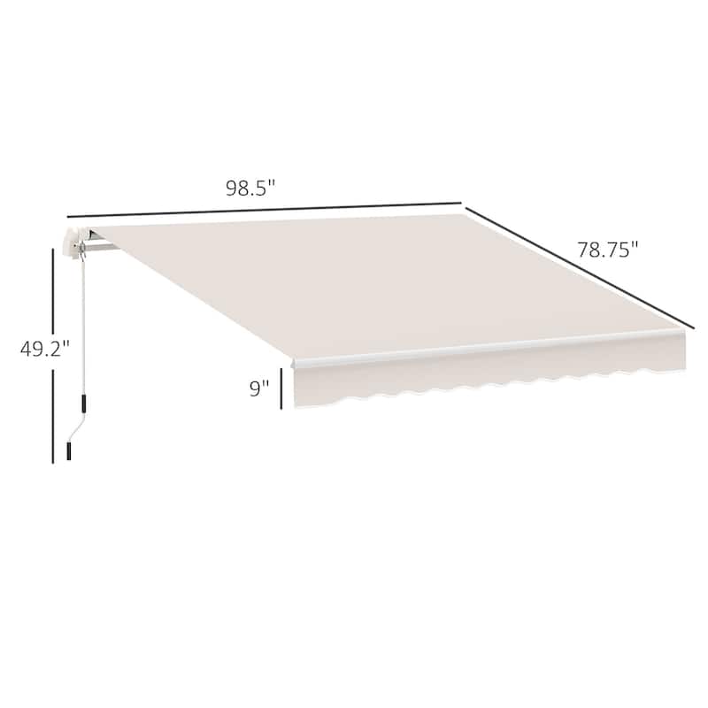 8FT x 7FT Manual Retractable Patio Awning, Sun Shade with Adjustable Protection, Beige