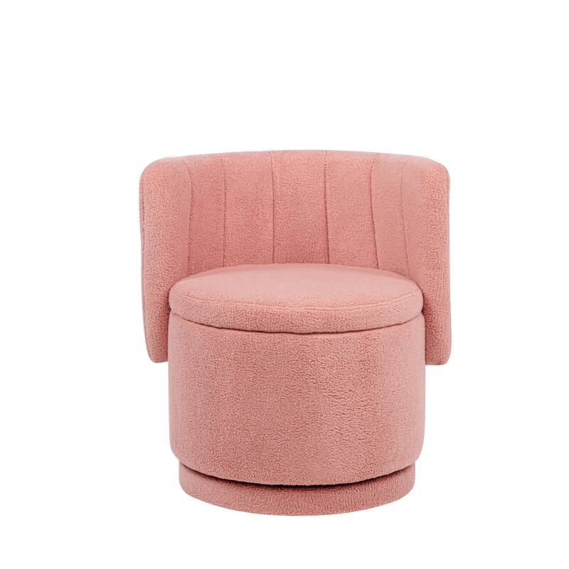 Boucle Swivel Chair with Storage Base