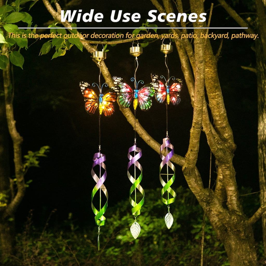 Adeco 3 Pcs Hanging Wind Mill Butterfly with Light