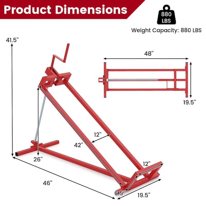 Costway Lawn Mower Lift Jack with Adjustable Height Angle Manual - See Details