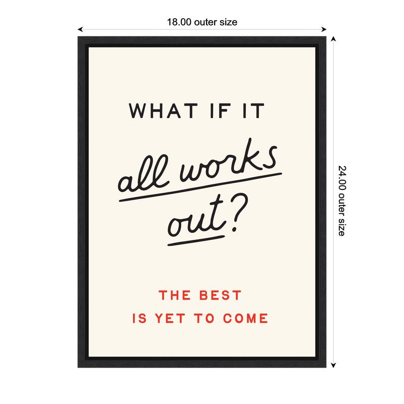 Kate and Laurel Motivational Poster, What if it All Works Out Dopamine Decor for Home by Lucky Guava Framed Canvas Wall Art