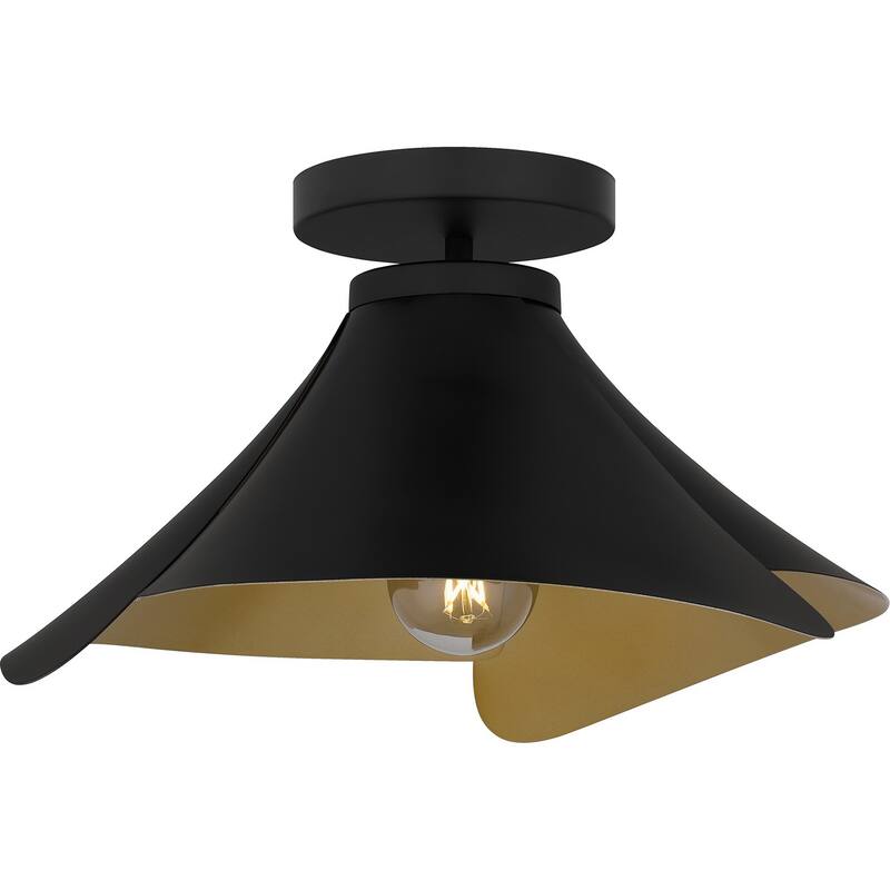 Matte Black One Light Semi Flush Mount from the Quoizel Semi-Flush Mount Collection