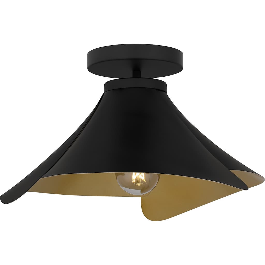 Matte Black One Light Semi Flush Mount from the Quoizel Semi-Flush Mount Collection