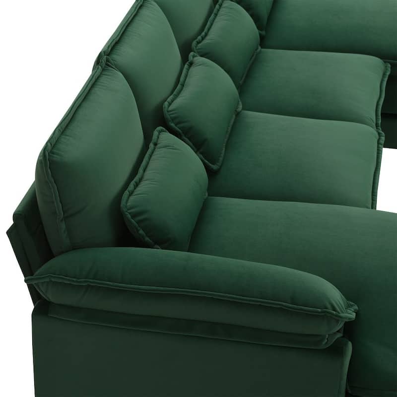 110*55" Modern U-Shaped Sectional Sofa with Waist Pillows,6-Seat Upholstered Symmetrical Sofa Furniture