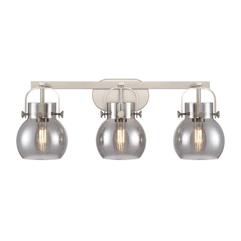Innovations Lighting 423-3W-10-27 Pilaster II Sphere Vanity Pilaster - Satin Nickel / Plated Smoke