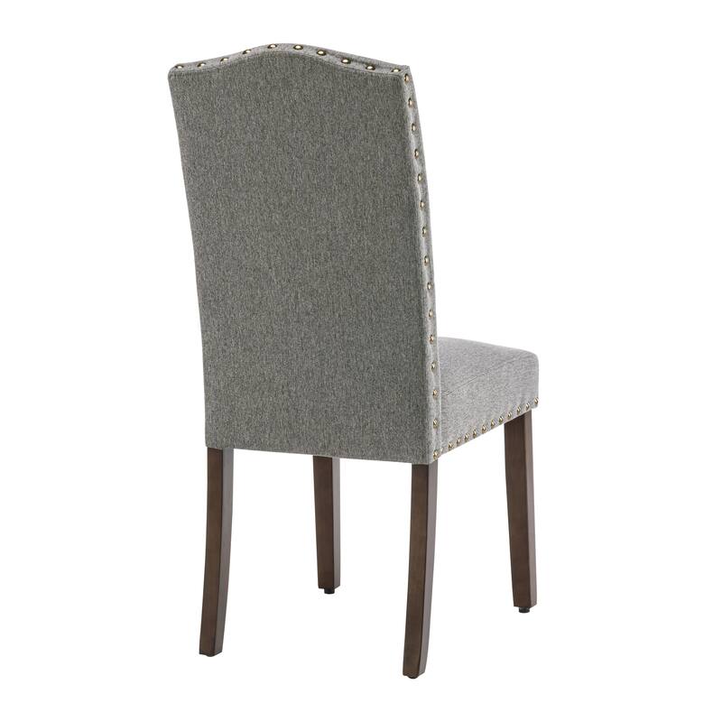 Fabric Upholstered Tufted High Back Dining Chairs with Nailhead Trim
