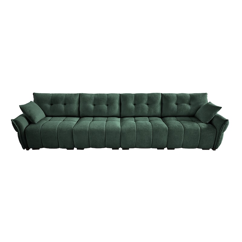 141.7" Chenille 5-Seat Sofa with Tufted Design,High-Resilience Sponge Cushions