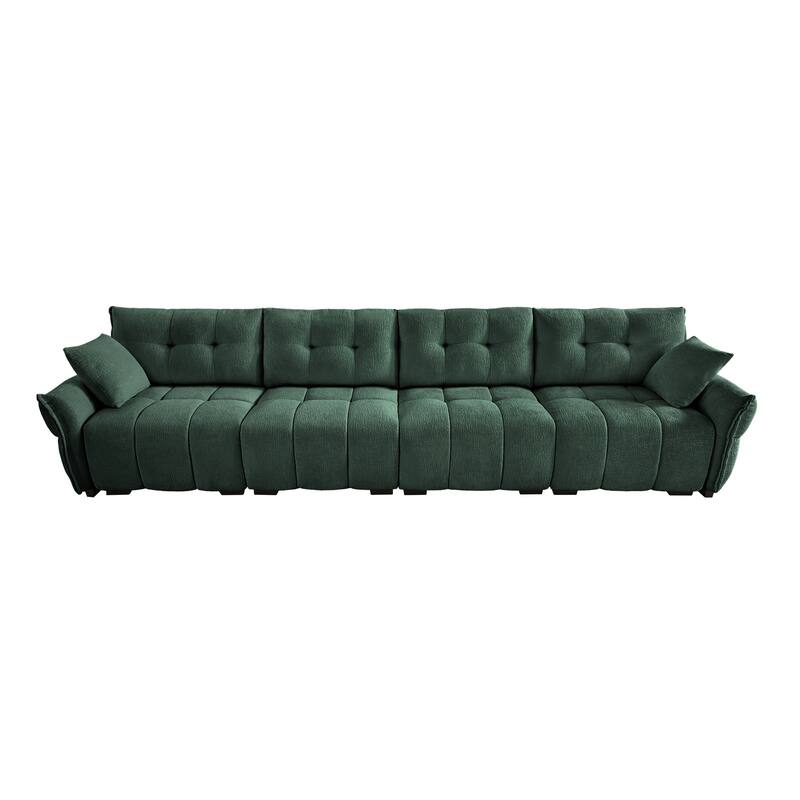 141.7" Chenille 5-Seat Sofa with Tufted Design & Sponge Cushions