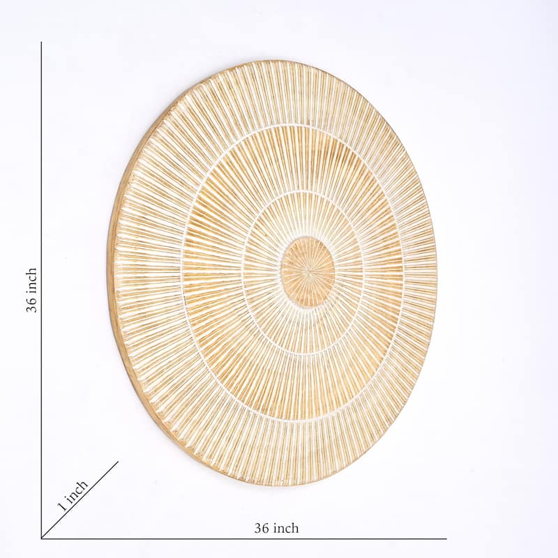 Handcarved Round Wheel Style Wood Wall Decor-36"