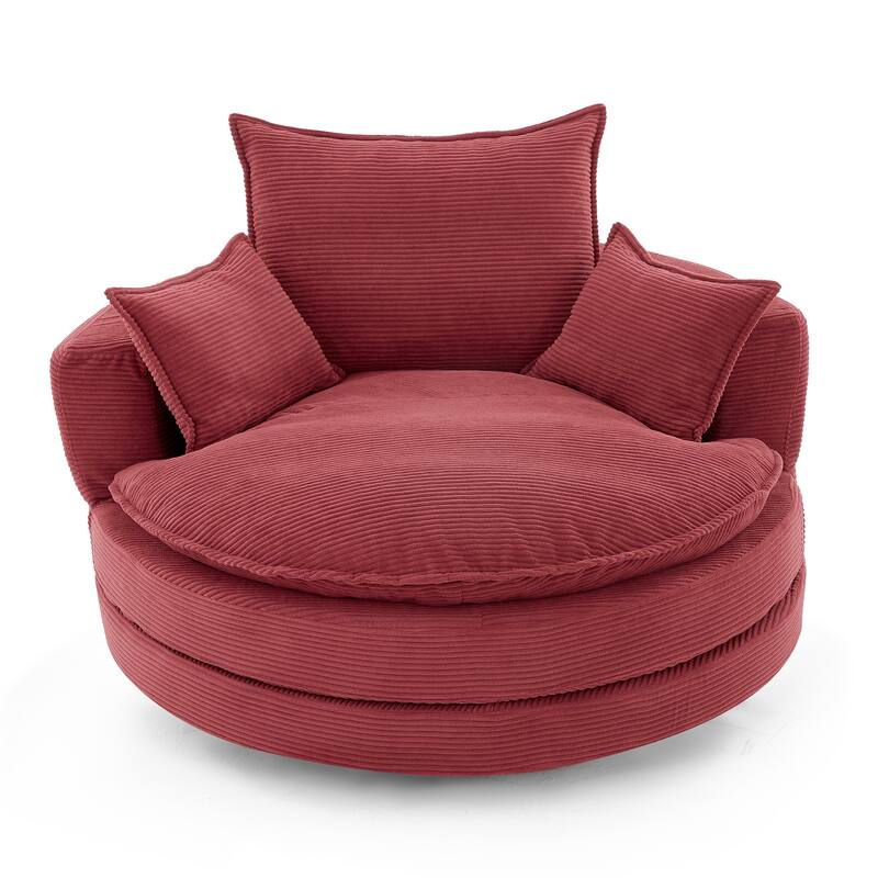 360° Swivel Accent Chair Round Barrel Chair, Living Room Oversized Single Sofa Chair Chaise Lounge Reading Sofa Armchair