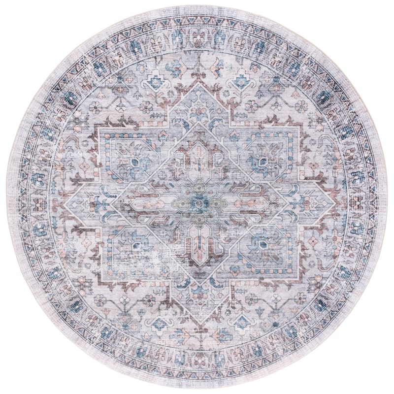 SAFAVIEH Montana Rogelia Oriental Rug - 6' Round - Grey/Blue