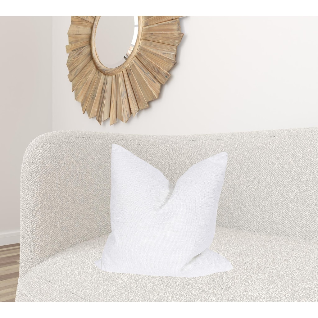HomeRoots 22" X 22" White Polyester Zippered Pillow