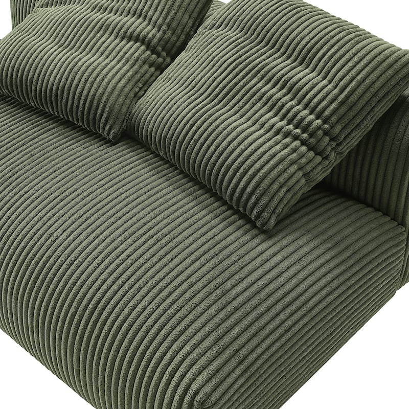 Solace Modular Corduroy Upholstered Armless Loveseat