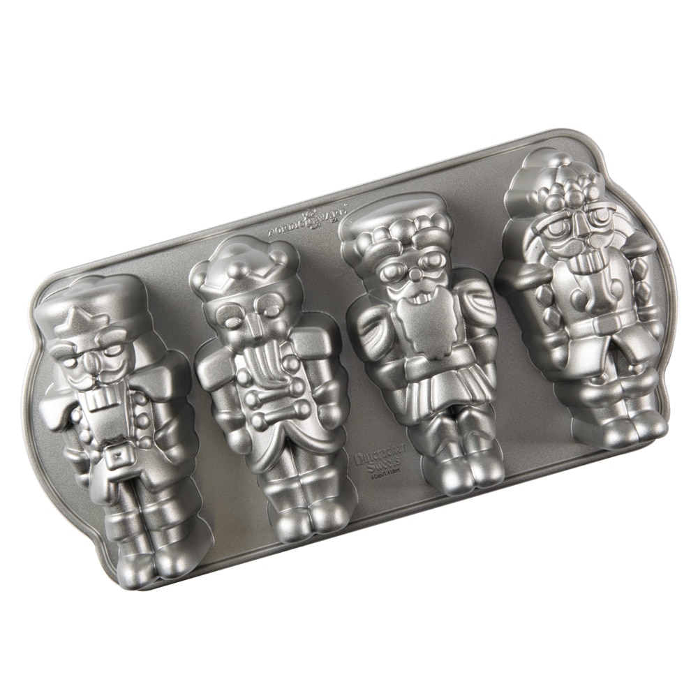 Oven Safe Nutcracker Sweets Cast Aluminum Cakelet Pan, Silver