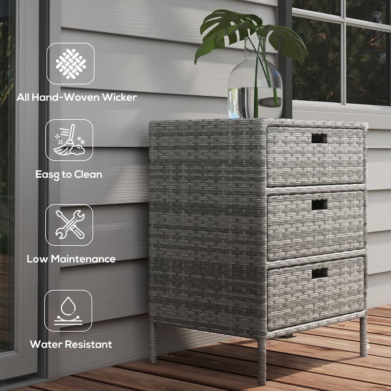 Outsunny Outdoor Towel Cabinet, PE Rattan Pool Storage Organizer, Freestanding Outdoor Towel Rack for Pool