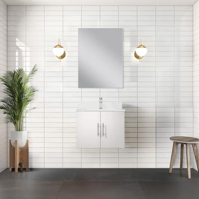 Geneva Bath Vanity with Cultured Marble Top, Sink, Faucet & Mirror