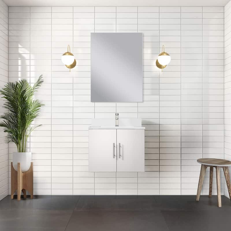 Geneva Bath Vanity with Quartz Top, Sink, Faucet & Mirror.