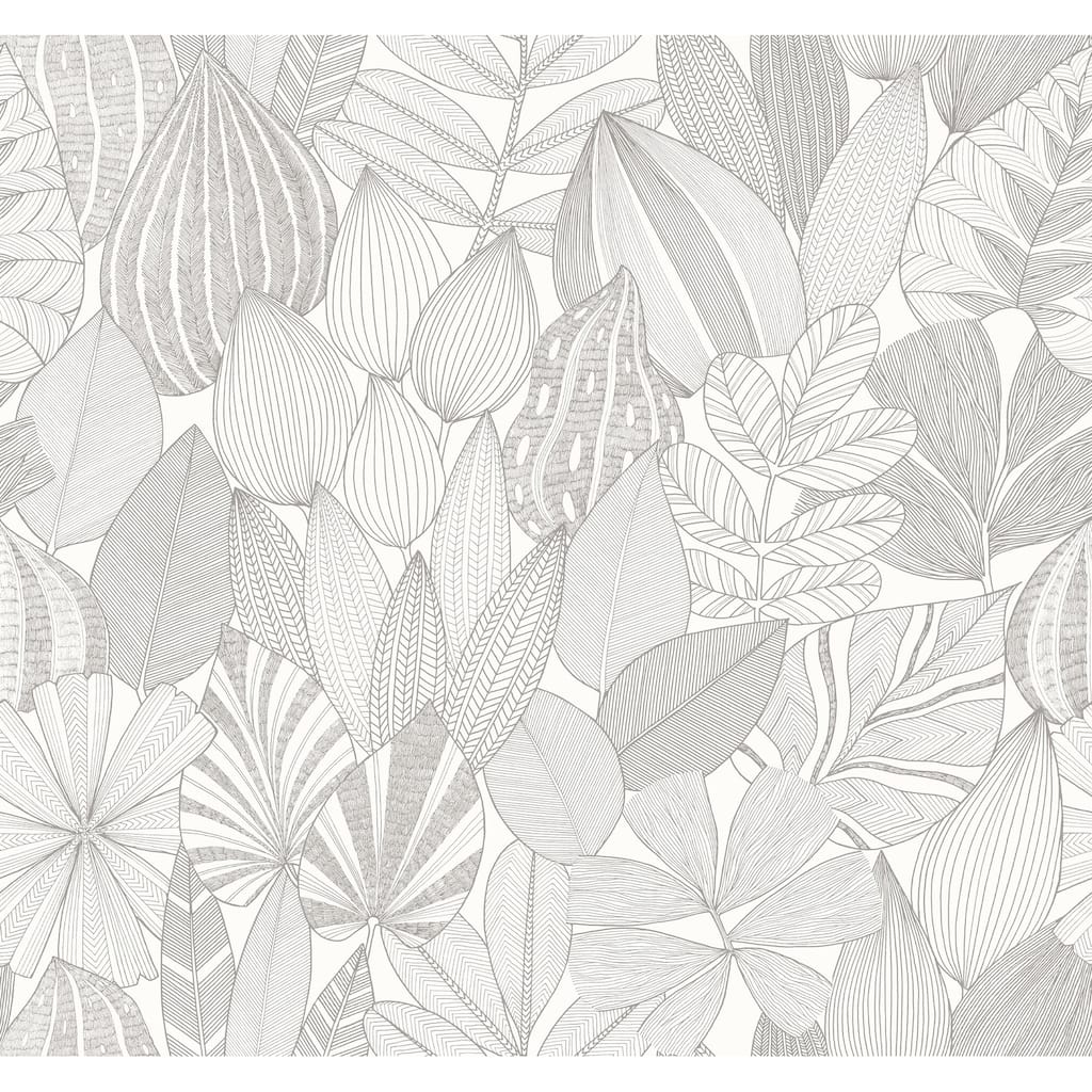 A-Street Prints Mathias Grey Botanical Wallpaper