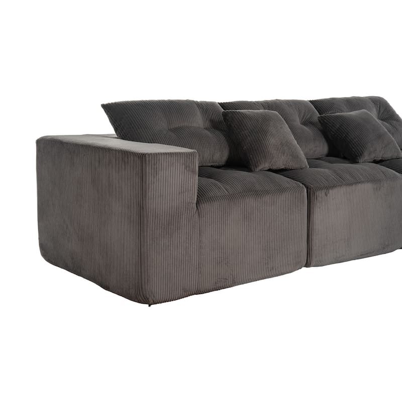 101.18" Corduroy Modular Sectional Sofa with Ottoman, No Assembly Required