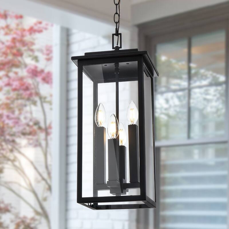 Farmhouse Outdoor Pendant Light Fixutre with Clear Glass - 4-light