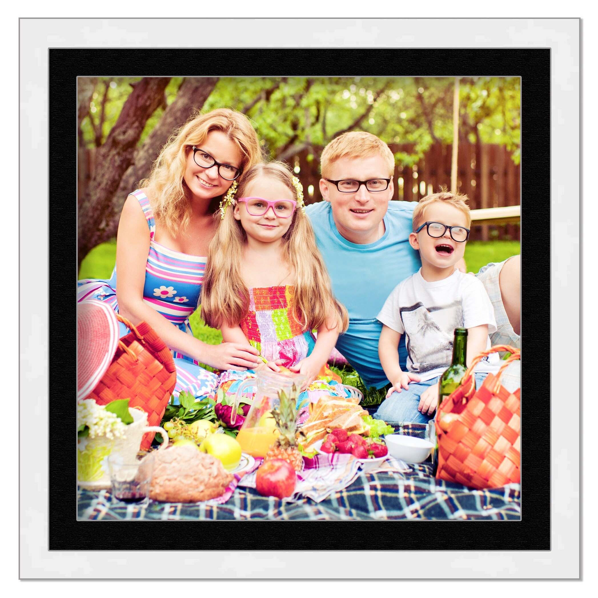 30x30 Frame White With White Picture Mat For 30x30 Print - Or 34x34 Art  Without the Photo Mat - 