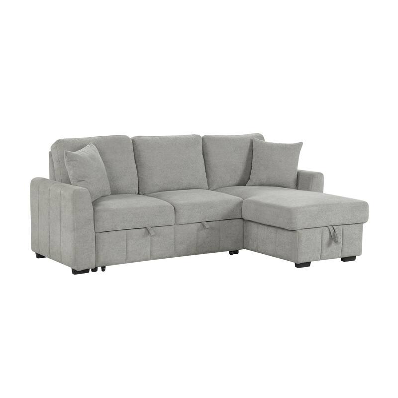 90" L-Shaped Sectional Sleeper Sofa - Reversible Storage Chaise, Drop-Down Center Console, Modular Living Room Couch