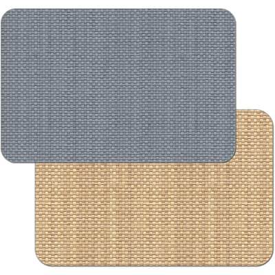 CounterArt Grey and Natural Basket Weave Design Reversible Easy Care Plastic Placemat Set of 4 Made in The USA