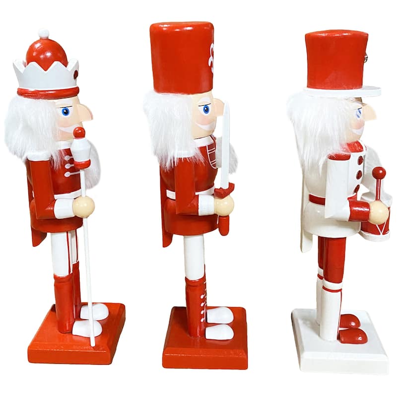10 inch Red and White Nutcracker, Set of 3