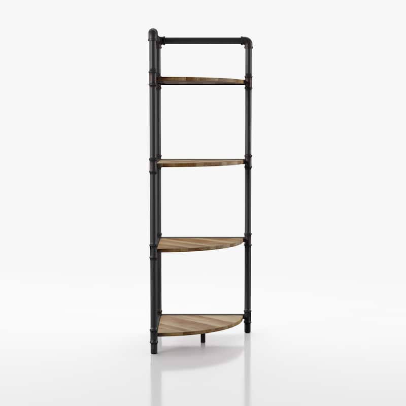 Nixie Rustic Sand Black Open Back Corner Bookcase by Furniture of America