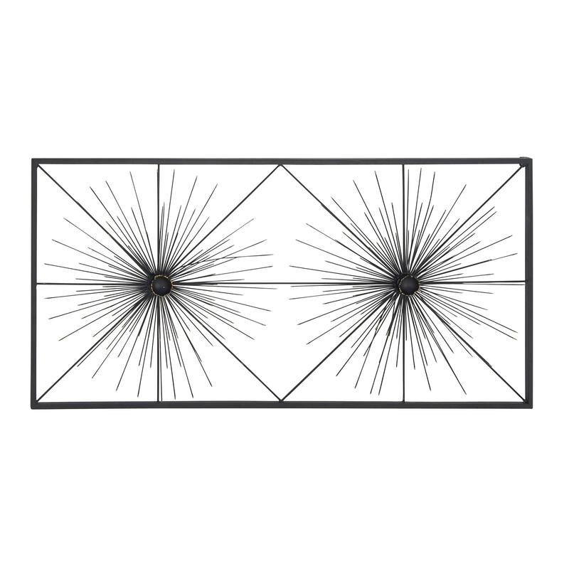Black Metal Sea Urchin Starburst Wall Decor with Black Frame