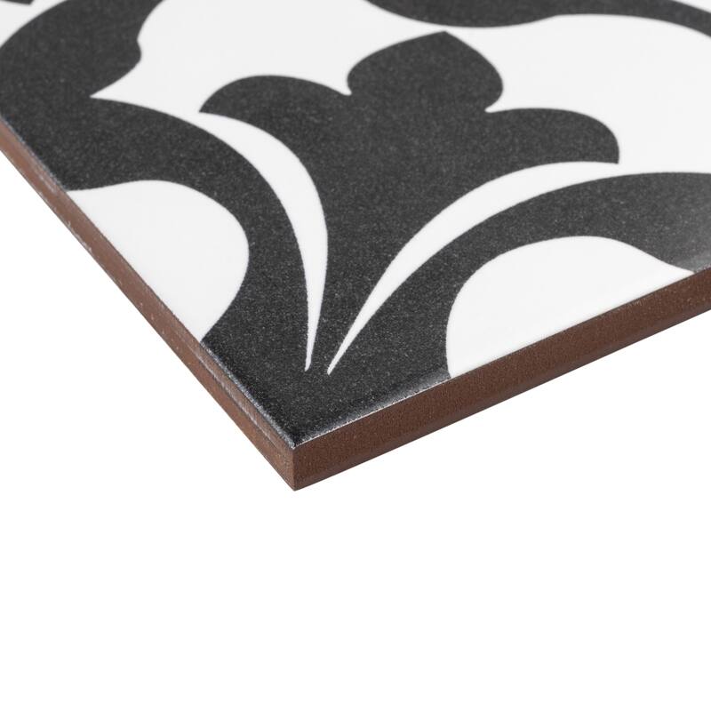Merola Tile Emotion Nero 7-3/4" x 7-3/4" Ceramic Floor and Wall Tile