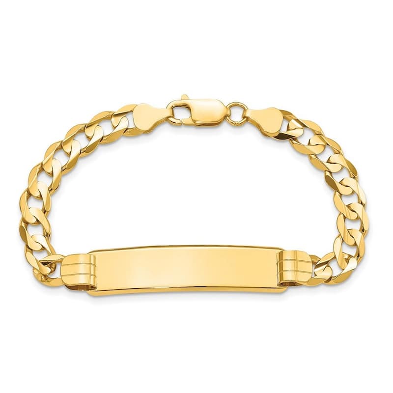 Curata 9mm 14k Yellow Gold Engravable Curb Link ID Bracelet