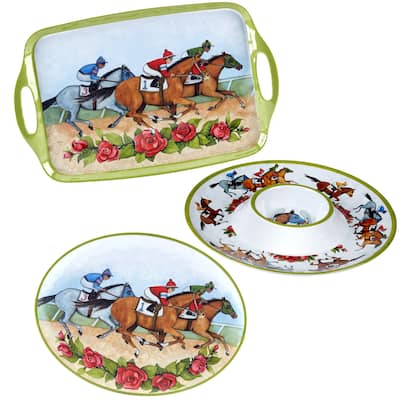 Certified International Derby Day at the Races 3pc Melamine Serving Set