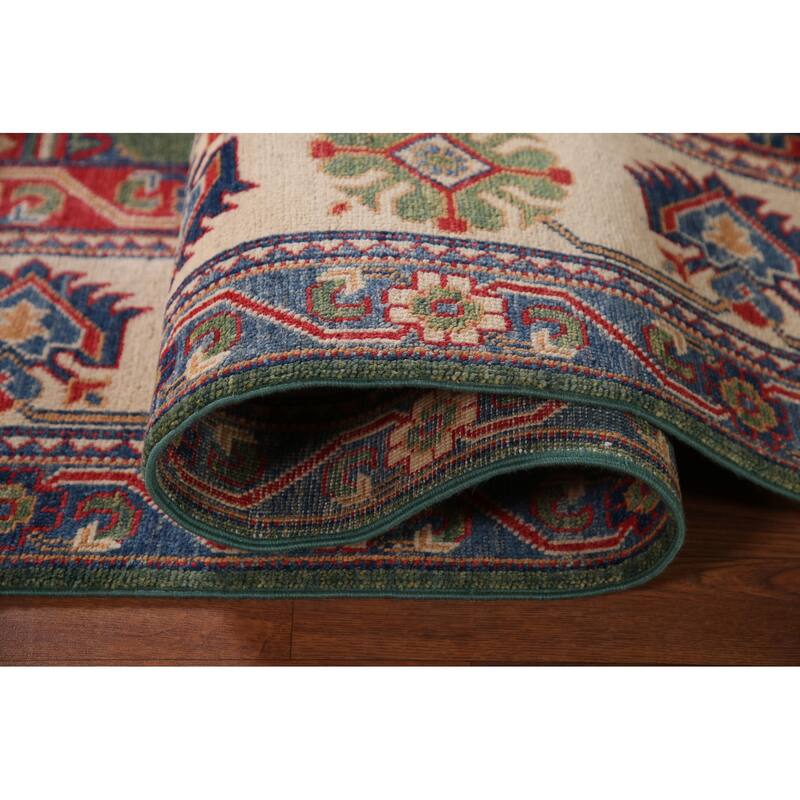 Green Kazak Area Rug Hand-Knotted Wool Carpet - 6'5" x 9'8"