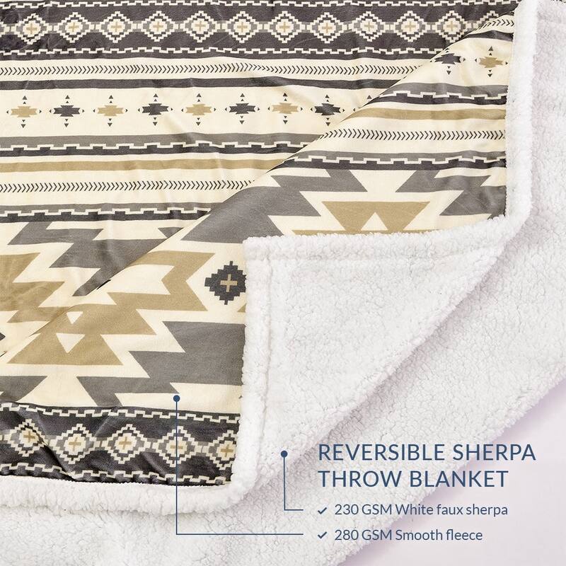Indigo Hill by HiEnd Accents Campfire Sherpa Fleece Throw, 1PC or 3PC