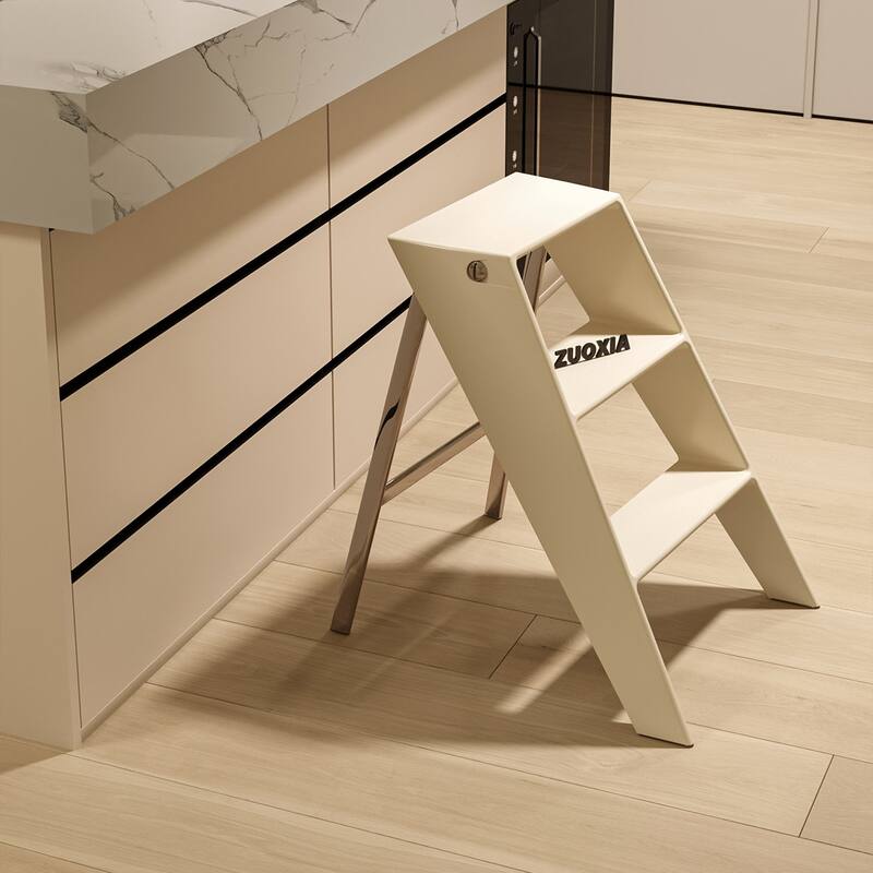 Home folding ladder frame indoor multi-functional thick folding ladder stool simple creative anti-slip edge table ladder frame