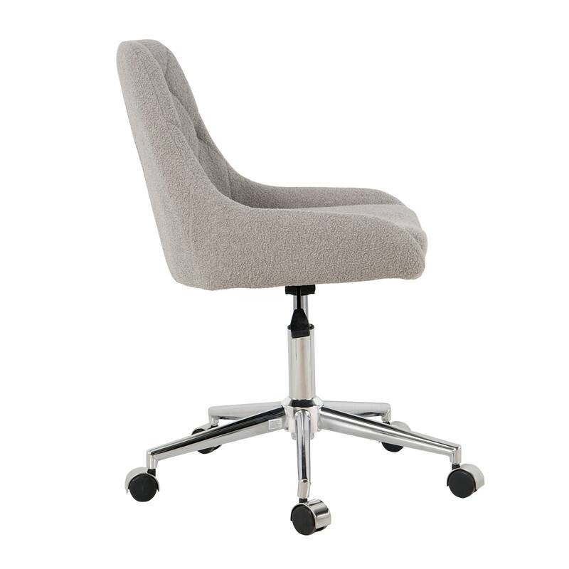 Modern Teddy Fabric Home Office Chair with Metal Legs-Set of 1-Lift Adjustment (3 Colors）